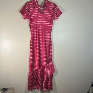 SHEIN Red and White Polka Dot Midi Dress